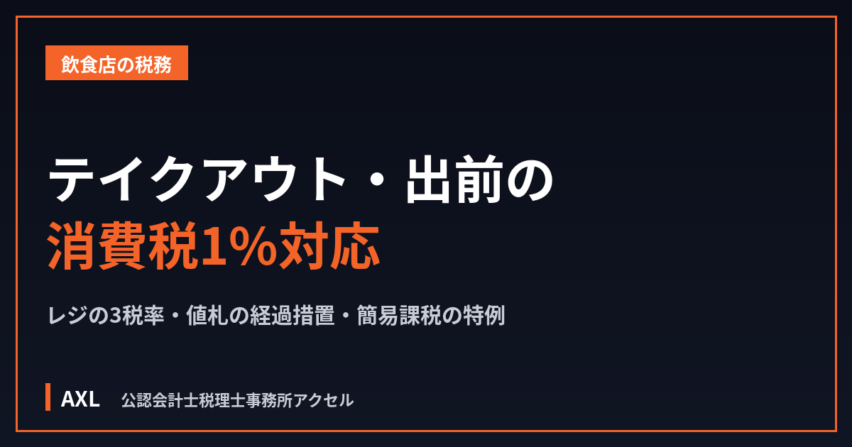 テイクアウト・出前がある飲食店の消費税1%対応